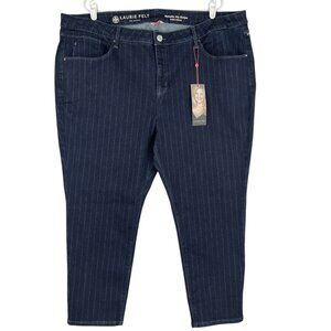 Laurie Felt Women Metallic Pinstripe Ankle Skinny Navy Jeans 26WP Mid-Rise NWT